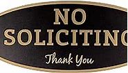 No Soliciting Sign – Digitally Printed Indoor/Outdoor Sign – Durable UV and Weather Resistant (Large - 3.6" x 9", Black with Gold Letters)