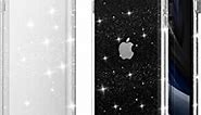 Meifigno Glitter Designed for iPhone SE 2020 Case & iPhone 8 Case & iPhone 7 Case, Hard Back with Soft Bumper, Clear Bling Case Compatible with iPhone SE 2nd Generation / 8/7 4.7", Glitter Crystal