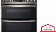 LG 6.9 Cu. Ft. PrintProof Black Stainless Steel Smart InstaView Double Oven Slide-In Gas Range With ProBake Convection, Air Fry, And Air Sous Vide - LTGL6937D