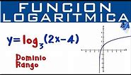Función logarítmica Gráfica, Dominio y Rango | Ejemplo 1
