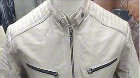 Genuine White leather jacket | Mens Sheepskin leather motorcycle Biker jacket USA