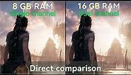 8GB vs 16GB RAM in 16 Games | Single channel vs dual channel | GTX 1650 + i5 11400H