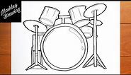 How to Draw a Drum Set - Musical Instruments Drawing