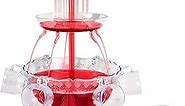 Nostalgia 3-Tier Party Fountain, Holds 1.5 Gallons, LED Lighted Base, Includes 8 Reusable Cups, 1.5 Gallon, Clear