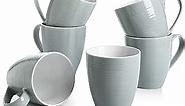 DOWAN Coffee Mugs, Coffee Mugs Set of 6, 17 Oz Ceramic Coffee Cups with Handle, Hot Cocoa Mugs, Mug Sets, Large Coffee Mug for Coffee Tea, Party, Gray