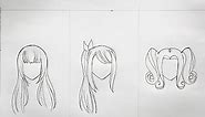 How to draw female anime hair (slow tutorial) 3 different ways