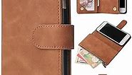 ZZXX iPhone SE 2022(2020)/iPhone 7/iPhone 8 Case Wallet with RFID Blocking Card Slot Soft PU Leather Zipper Flip Folio with Wrist Strap Kickstand Protective for iPhone 8 Wallet Case(Brown-4.7 inch)