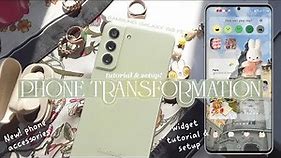 🧷 phone transformation S21 FE 5G green 🎧 aesthetic homescreen widgets & icon tutorial