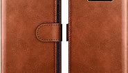 SUANPOT for Samsung Galaxy S8+ /S8 Plus 6.2 (Not Fit S8) Leather Wallet case with RFID Blocking Credit Card Holder, Flip Folio Book PU Cell Phone Cover Shockproof case Pocket for Men Women Light Brown