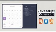 Modern Calendar with Todo in HTML, CSS and JS Part 1 | JavaScript Events Calendar