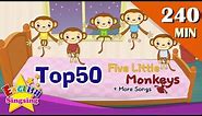 Five Little Monkeys + More Nursery Rhymes | Top 50 Kids songs with lyrics | English kids video