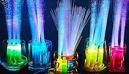 130 Pieces LED Fiber Optic Stick 7 Colors Light Up Fiber Optic Stick Glow in The Dark Wands for Kid Adults Glow Birthday Entertainment Props Party Supplies Carnival Disco, Battery Operated