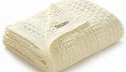 mimixiong 100% Pure Cotton Baby Blanket Extra Soft Cellular Neutral Swaddle Receiving Crib Blanket for Newborn Baby Boy Girl Size Ivory 30 x 40 inches
