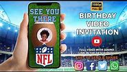 Football Video Birthday Invitation, Birthday Video invitation, Party invites