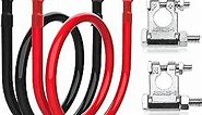 2 AWG Battery Cable 2 Gauge Battery Inverter Cables with 3/8 in Lugs Pure Copper Power Inverter Wire Set for Solar Marine Boat RV Car Motorcycle (3FT, with 3/8"+5/16" Top Post Set)
