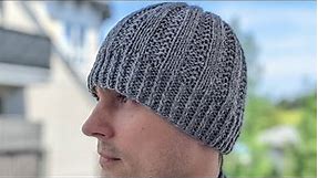 Knit & Purl Hat Pattern for Men (on Circular Needles)