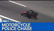 Police chase of motorcycle in LA County