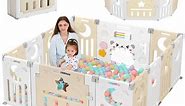 Foldable Baby Playpen, Kids 14 Panel Play Pen for Babies and Toddlers,25 Sq.ft Play Yard,Custom Shape Safety,Yellow
