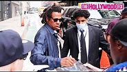 Jay-Z Signs Autographs & Greets Fans While Leaving Roc Nation Offices In New York City 7.8.21