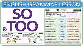 SO - TOO - English grammar lesson