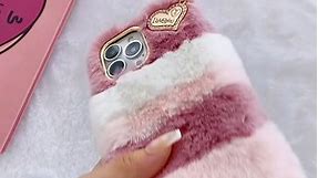 iPhone 13 Pro Furry Case with Cute Heart Ball