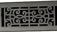 Madelyn Carter Baroque Floor and Wall Registers - Brushed Nickel (Cast Brass Core) 4" x 10" (Overall Size: 5-1/2" x 11-1/2")