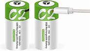 Rechargeable C Batteries 1.5V 5000mWh USB Lithium ion Rechargeable C Battery with USB Type C Charging Cable, High Capacity Fast Charge, 1200 Cycles Constant Output, Over-Charge Protection,2-Pack