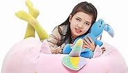Unicorn Stuffed Animal Toy Storage, Bean Bag Chair Cover ONLY, Velvet Extra Soft Organization Replace Mesh Hammock for Kids Blankets Towels Clothes Home Supplies Pink