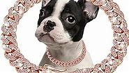 Rosegold Dog Chain Collar Diamond Cuban Link Dog Collar 13mm Wide Dog Necklace Metal Cat Chain Pet Crystal Collar Jewelry Accessories for Small Medium Large Dogs Cats(10inch)
