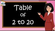 Table of 2 to 20 | multiplication table of 2 to 20 | rhythmic table of two to twenty | kidstart tv