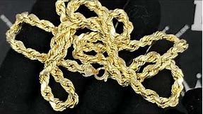 6MM 10K Yellow Gold Diamond Cut French Rope Chain