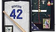 Flybold Shadow Box Frame for Military Uniform, Wedding Dress, Jersey with 92% Clear View & UV Protection. Air Force, Navy, Police, Medals & Memorabilia - 36x27in - XL Black