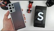 Samsung Galaxy S21 Ultra Phantom Silver color Unboxing | Hands-On, Design, Set Up new, Camera Test