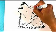 EASY How to Draw WOLF HOWLING at the Moon