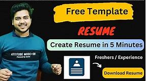 Free Resume Template | How to Create Resume | 100 + Templates | Fresher Resume |