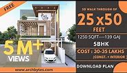 25*50 House Design 3D | 1250 Sqft | 139 Gaj | 5 BHK | Modern Design | Terrace Garden | 8x15 Meters