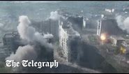 Bakhmut aerial footage: Residential buildings showered with intense artillery