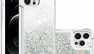 LEMAXELERS Compatible with iPhone 12 Pro Max Case, Bling Glitter Liquid Clear Case Floating Quicksand Shockproof Protective Sparkle Silicone Soft TPU Case for iPhone 12 Pro Max. YBL Love Silver