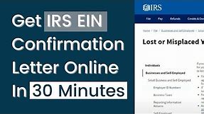 Get IRS EIN Confirmation Letter Online In 30 Minutes