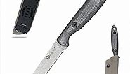 Knives DC53 Steel Tactical Fixed Blade Knife with kydex sheath for Men EDC Outdoor Camping Survival Hunting (White stone wash)