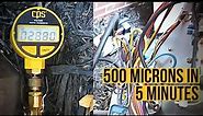 500 Micron Vacuum in Under 5 Minutes - Pulling Deep Vacuum Fast | HVAC Vacuum procedure