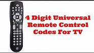 4 Digit Universal Remote Control Codes For TV