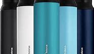 PREMIUM 27 oz Insulated Water Bottles with Carabiner Lid – Stainless Steel Water Bottle – Leak Proof Metal Water Bottle – No Sweat – Wide Mouth Hydroflask – AQUA BLUE