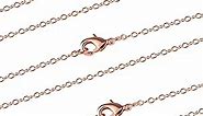 Wholesale 12PCS Rose Gold Plated Solid Brass Chain Hypoallergenic Flat Cable Chains Link Bulk for Jewelry Making (20"(2.0MM))