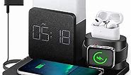 LAVONE Wireless Charger,3 in 1 Fast Charging Station with Alarm Clock and Night Light,Compatible for iPhone 15/15 pro/14/14 pro/13/13 Pro/12/12Pro Max/11 Series/XR/XS/8/iwatch/AirPods/Samsung