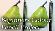 A Beginner's Color Pencil project - Drawing a Pear with 7 colors