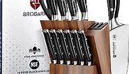 BRODARK Kitchen Knife Set with Block, Full Tang 15 Pcs Professional Chef Knife Set with Knife Sharpener, Food Grade German Stainless Steel Knife Block Set, Steel-king Series, Mothers Day Gifts