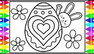 How to Draw Easter Bunny | Easter Egg Designs Hearts Coloring Page | Easter Coloring Pages for Kids