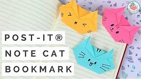Post-it® Note Crafts - Post-it® Note Origami Cat Bookmark Tutorial! How to Make a Cat Bookmark