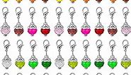 Hicarer 40 Pieces Crystal Dangle Charms Pendants Glass Drop Beads Handmade Dangle Bead Charms with Silver Bead Cap for Jewelry Making Necklace Earring Accessory, Assorted Colors